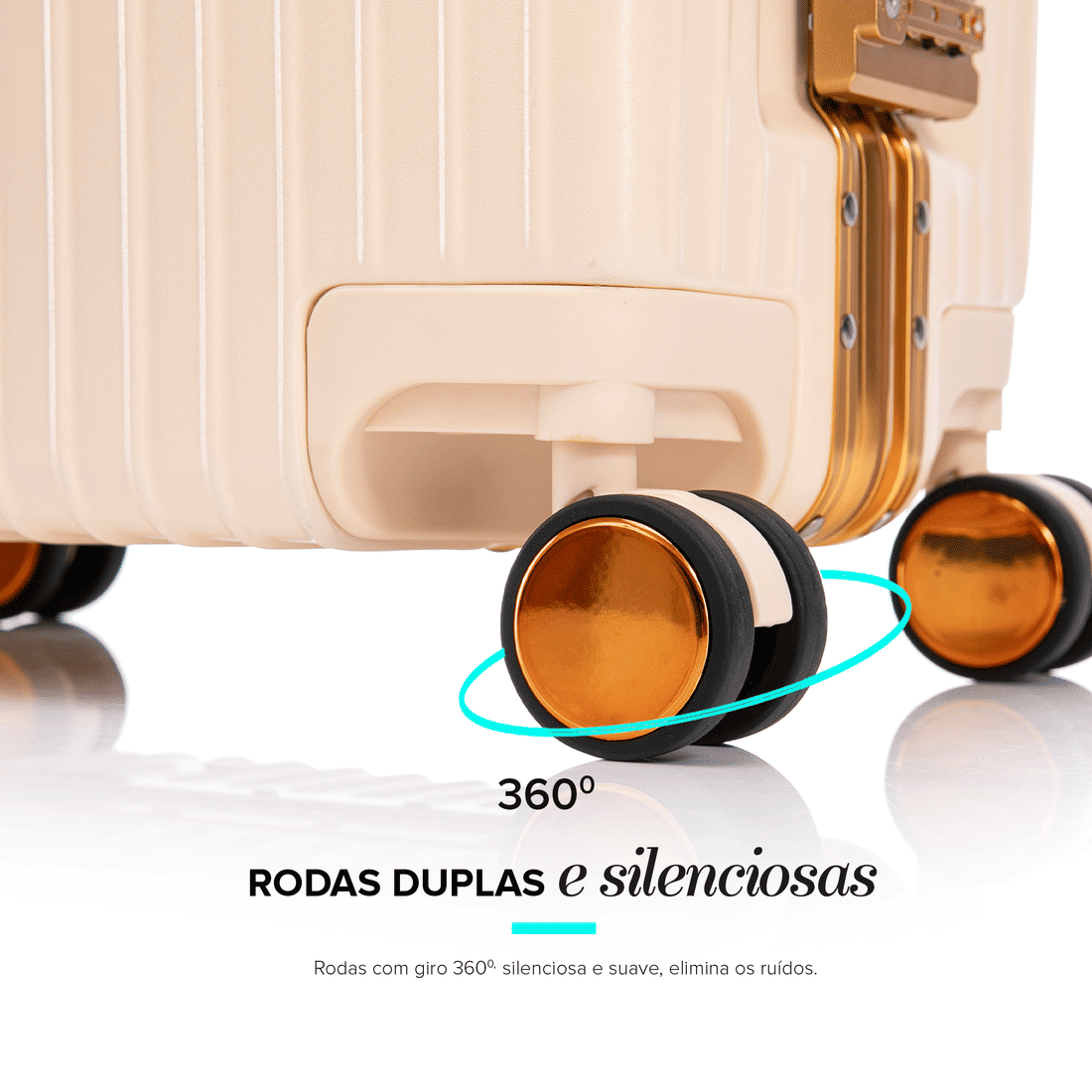 Compre Mala de Viagem Toronto Bege Grande 32kg em ABS Policarbonato e Ganhe Frasqueira