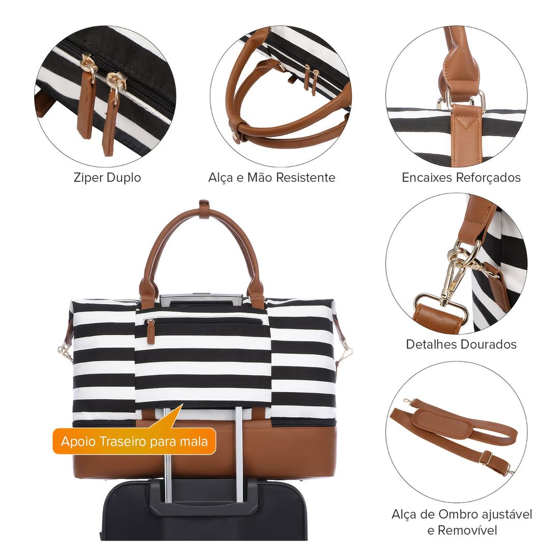 Bolsa de Viagem em Lona Weekend Listras Bolsa de Viagem em Lona Weekend Listras