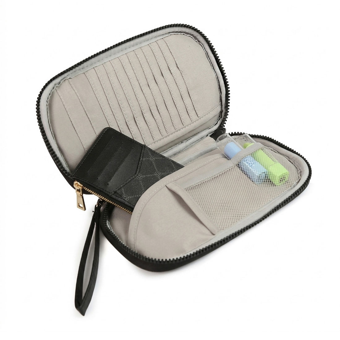 Kit de Acessórios Multifuncional com Necessaire, Porta Passaporte e Porta Notebook 14 Polegadas Puffer Maloa Preto