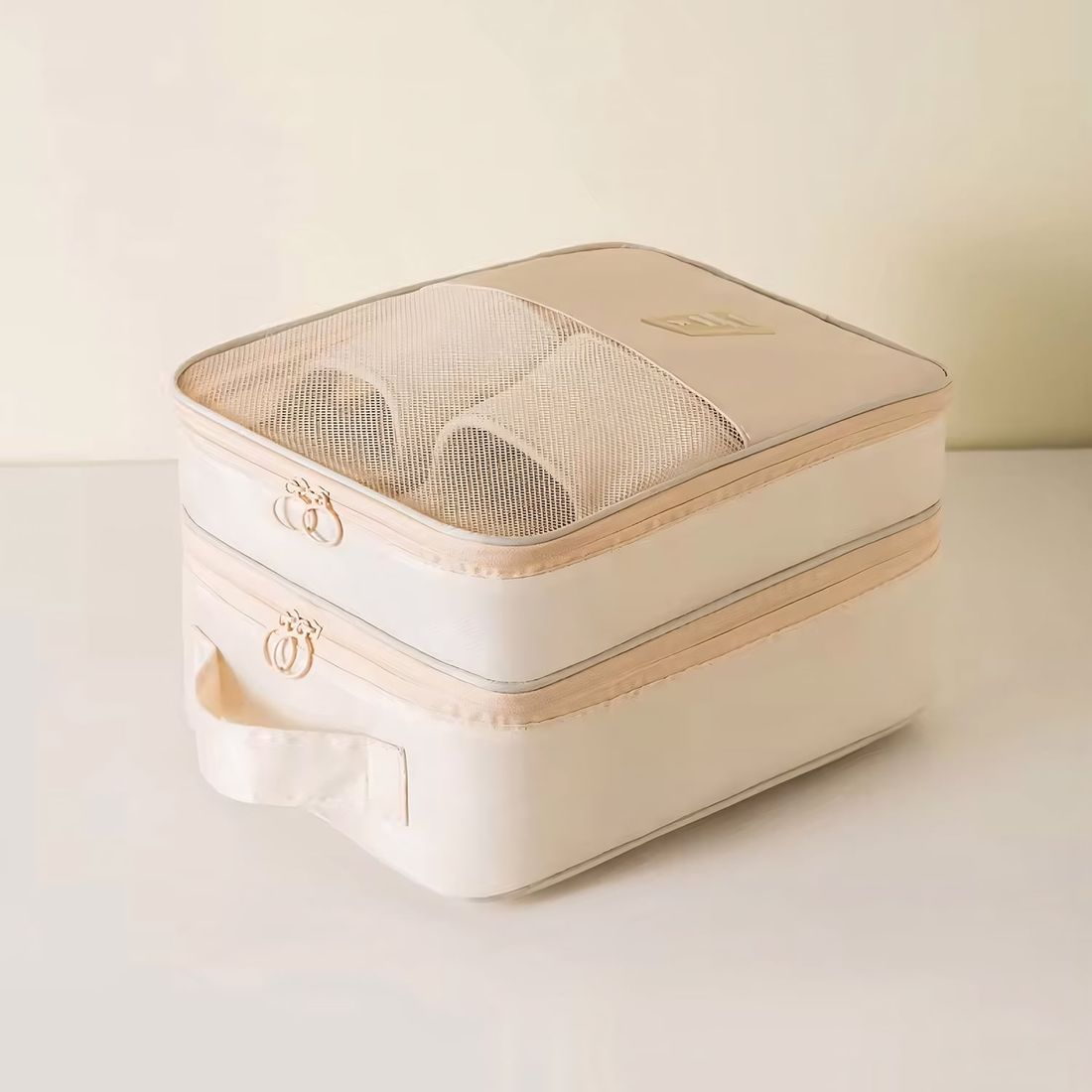 Kit de Malas de Viagem 10kg e 32 kg Amsterdam, Porta Sapato e Kit Organizador Bege