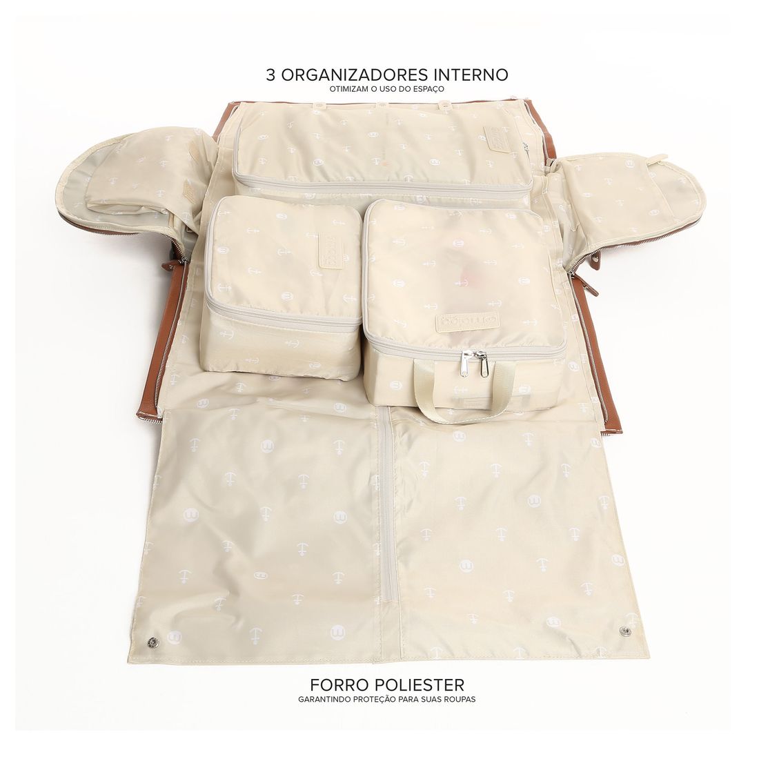 Kit Bolsa de Viagem 9 em 1 Bege, Kit Frasco 7 Pecas Bege e Porta Escova de Dente Marrom Kit Bolsa de Viagem 9 em 1 Bege, Kit Frasco 7 Pecas Bege e Porta Escova de Dente Marrom