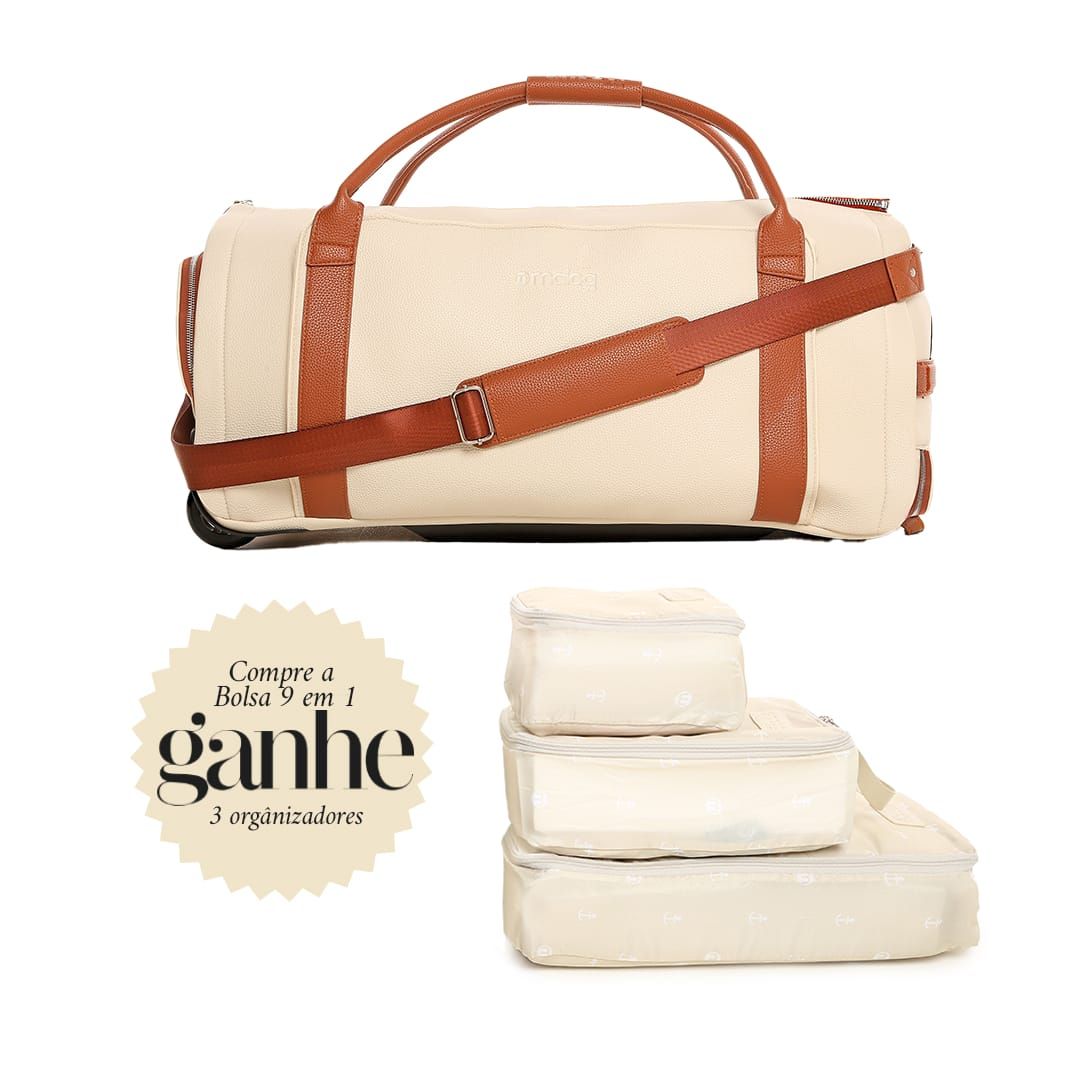 Kit Bolsa de Viagem 9 em 1 Bege, Kit Frasco 7 Pecas Bege e Porta Escova de Dente Marrom Kit Bolsa de Viagem 9 em 1 Bege, Kit Frasco 7 Pecas Bege e Porta Escova de Dente Marrom