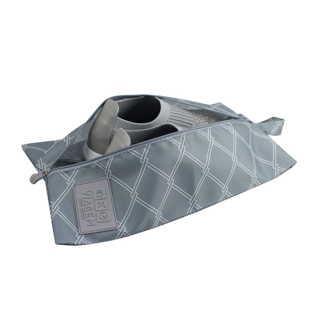 Bolsa Porta Sapato Listras Cinza Bolsa Porta Sapato Listras Cinza