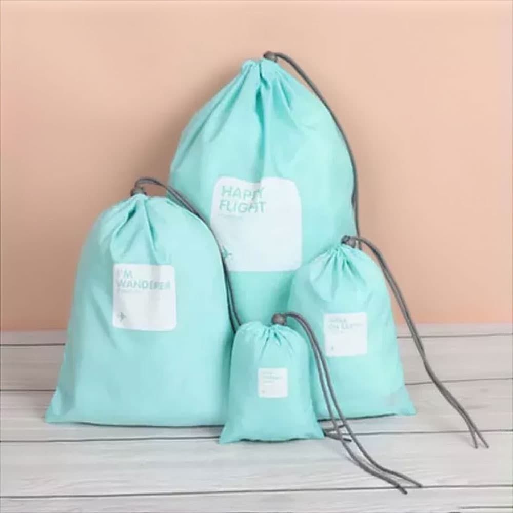 Kit Sacos Organizadores 4 Pecas Color Azul Turqueza