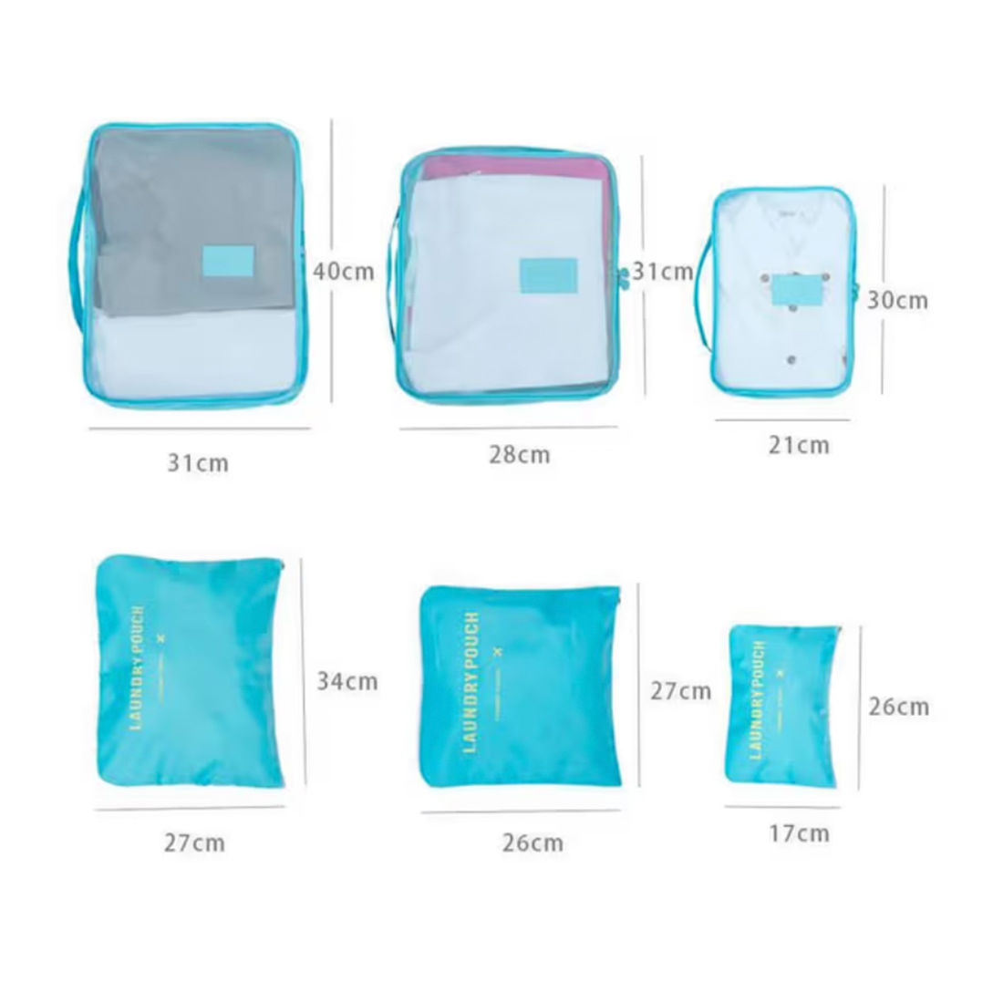 Kit Completo Brasil Branco, Kit Frasco 7 Pecas, Bolsa Journey e Kit Organizador Laundry Azul