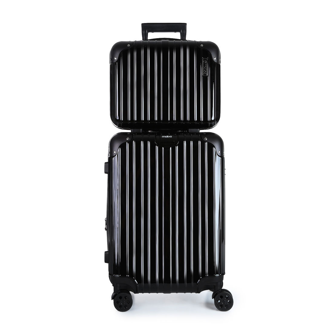 Kit Mala de Bordo 10kg, 23kg e Frasqueira Brasil Maloa Preto PC e ABS com Bolsa Nomad Preto Kit Mala de Bordo 10kg, 23kg e Frasqueira Brasil Maloa Preto PC e ABS com Bolsa Nomad Preto