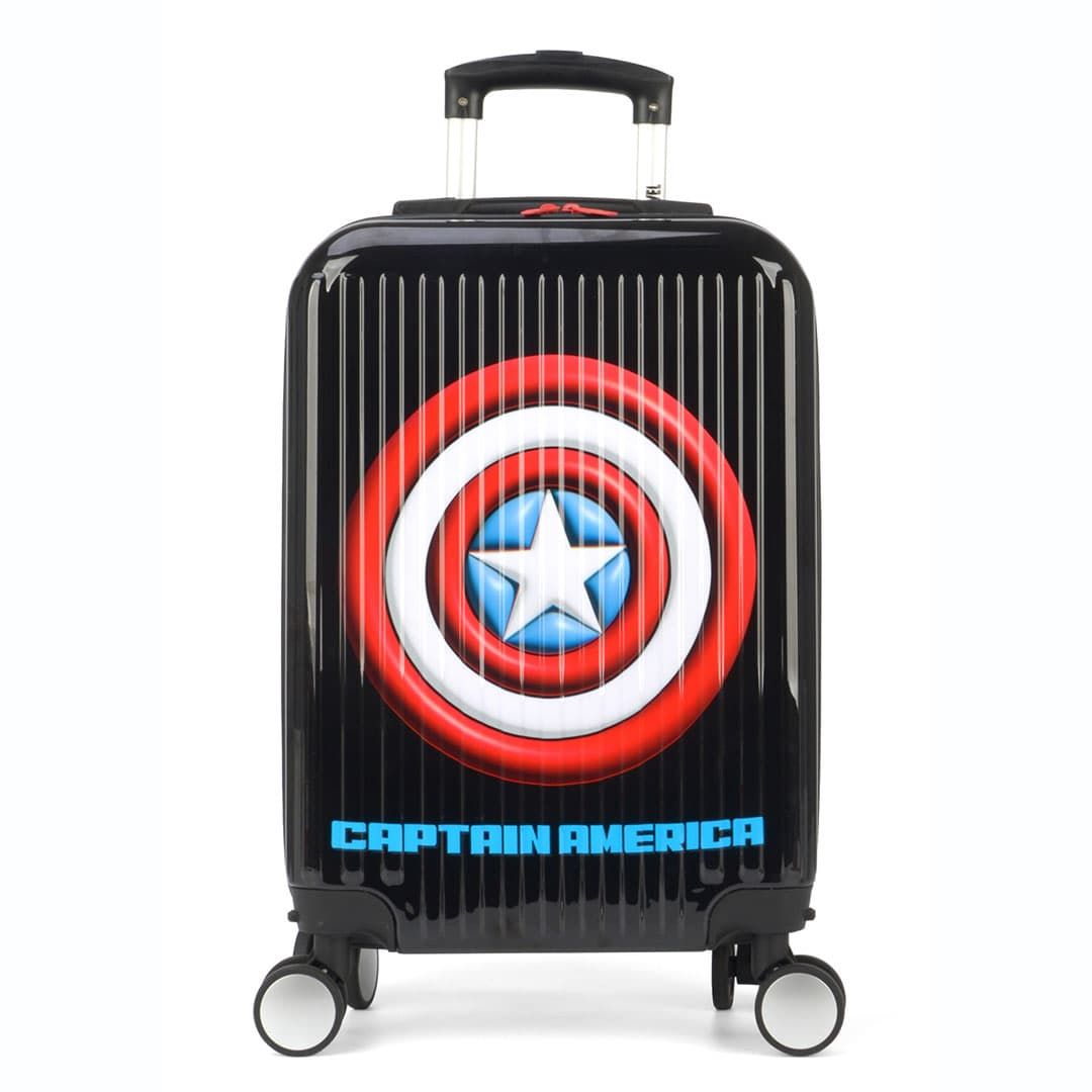Mala de Viagem Pequena de Bordo 10kg Bordo Infantil Capitão America Preto Mala de Viagem Pequena de Bordo 10kg Bordo Infantil Capitão America Preto