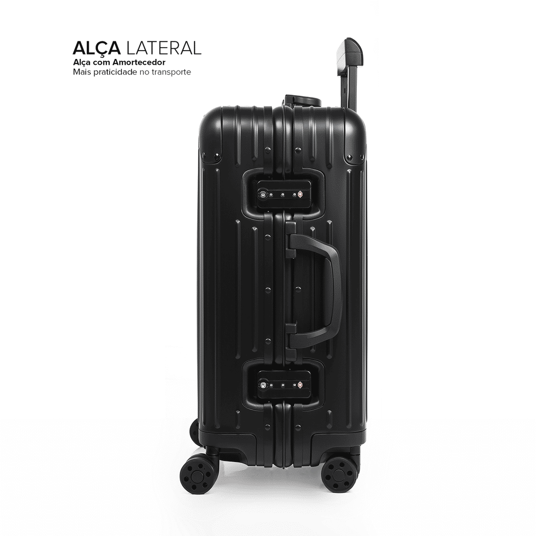 Mala de Viagem Pequena de Bordo 10 kg em Aluminio Dubai Maloa Preto