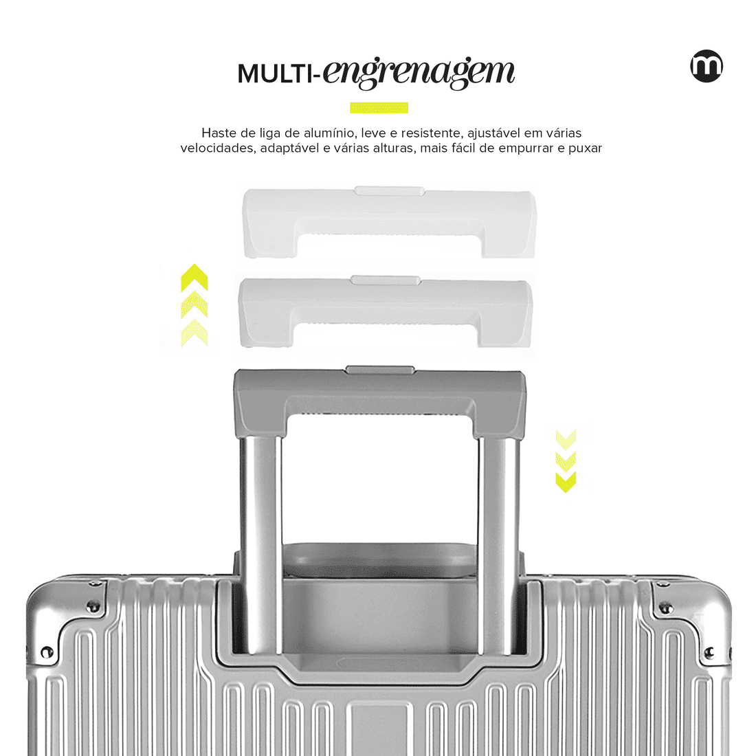 Mala de Viagem Média 23kg Policarbonato ABS Noruega Maloa Prata