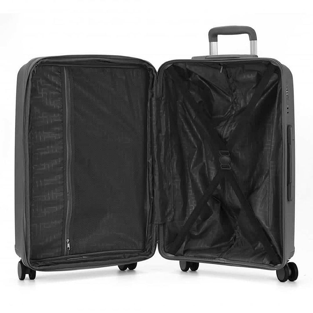 Kit Mala de Viagem 3 Peças em Polipropeleno Granada Preta com Expansor Kit Mala de Viagem 3 Peças em Polipropeleno Granada Preta com Expansor