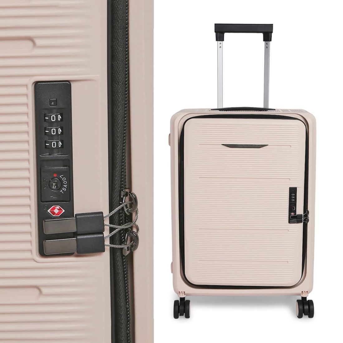 Mala de Viagem Pequena de Bordo 10Kg em Polipropileno 8 Rodas Dobravel Slim Cor:Nude