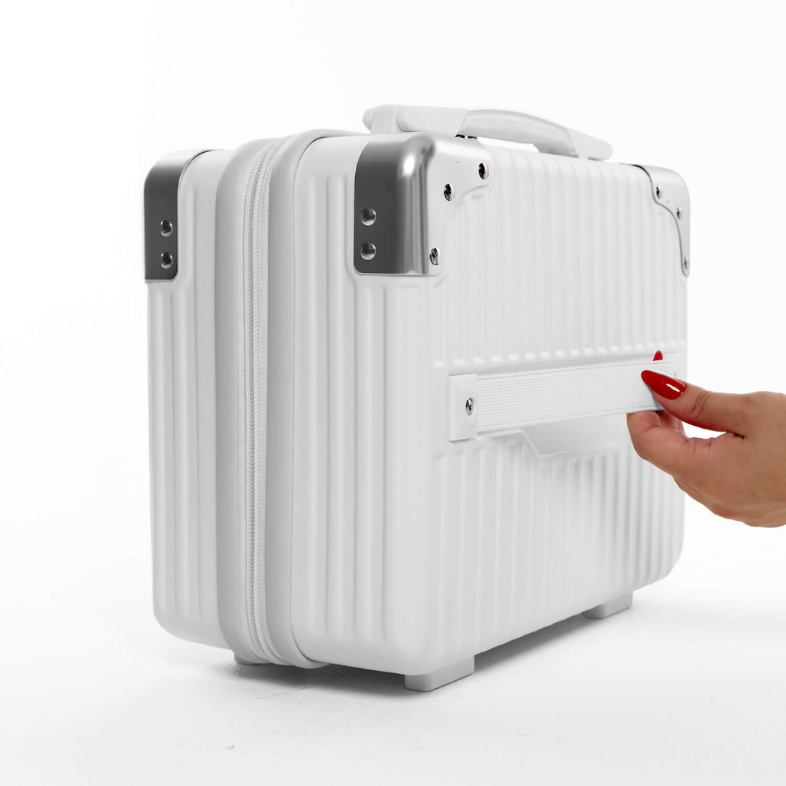 Conjunto Mala de Viagem Pequena de Bordo 10kg Policarbonato Suécia e Frasqueira Bali Maloa Branco