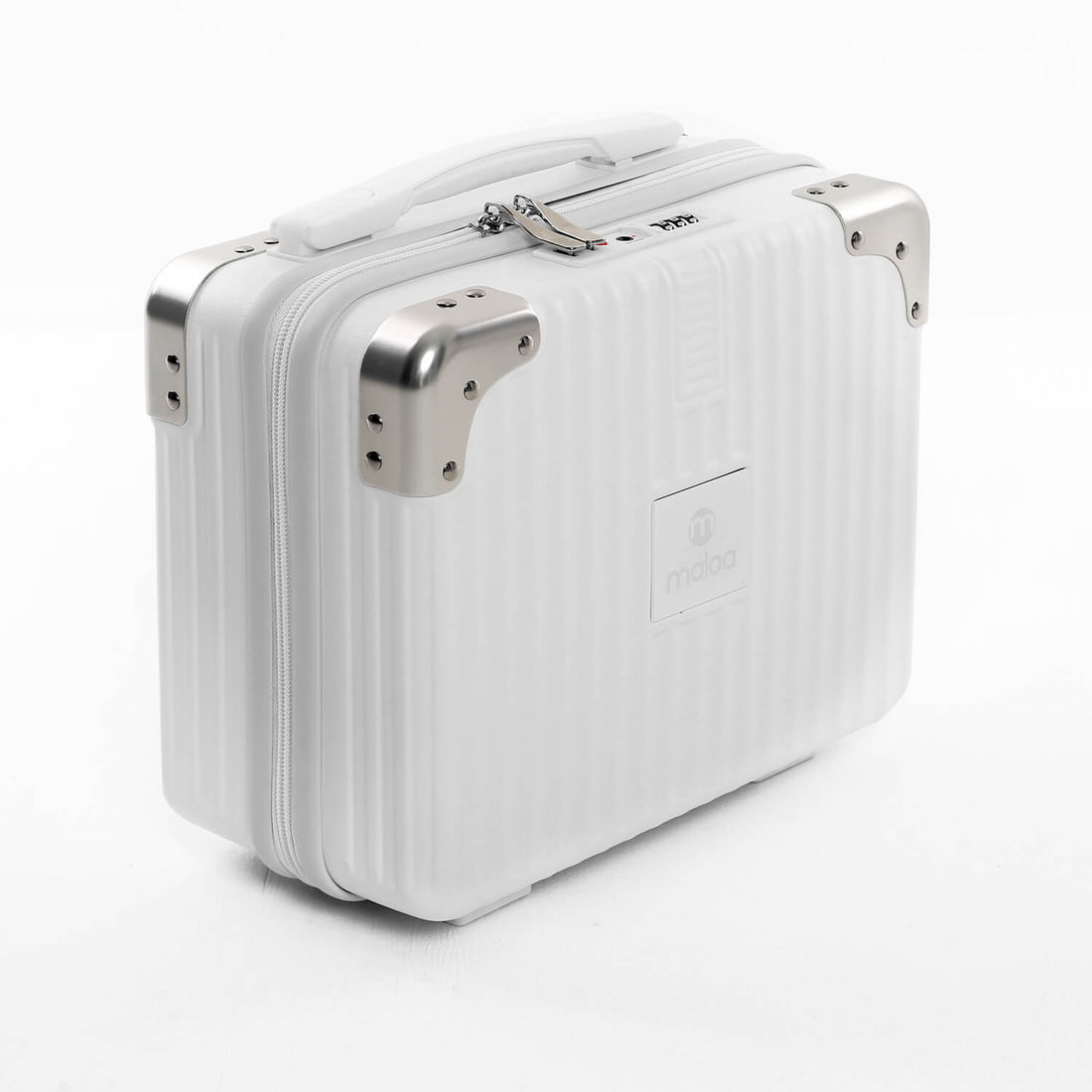 Conjunto Mala de Viagem Pequena de Bordo 10kg Policarbonato Suécia e Frasqueira Bali Maloa Branco