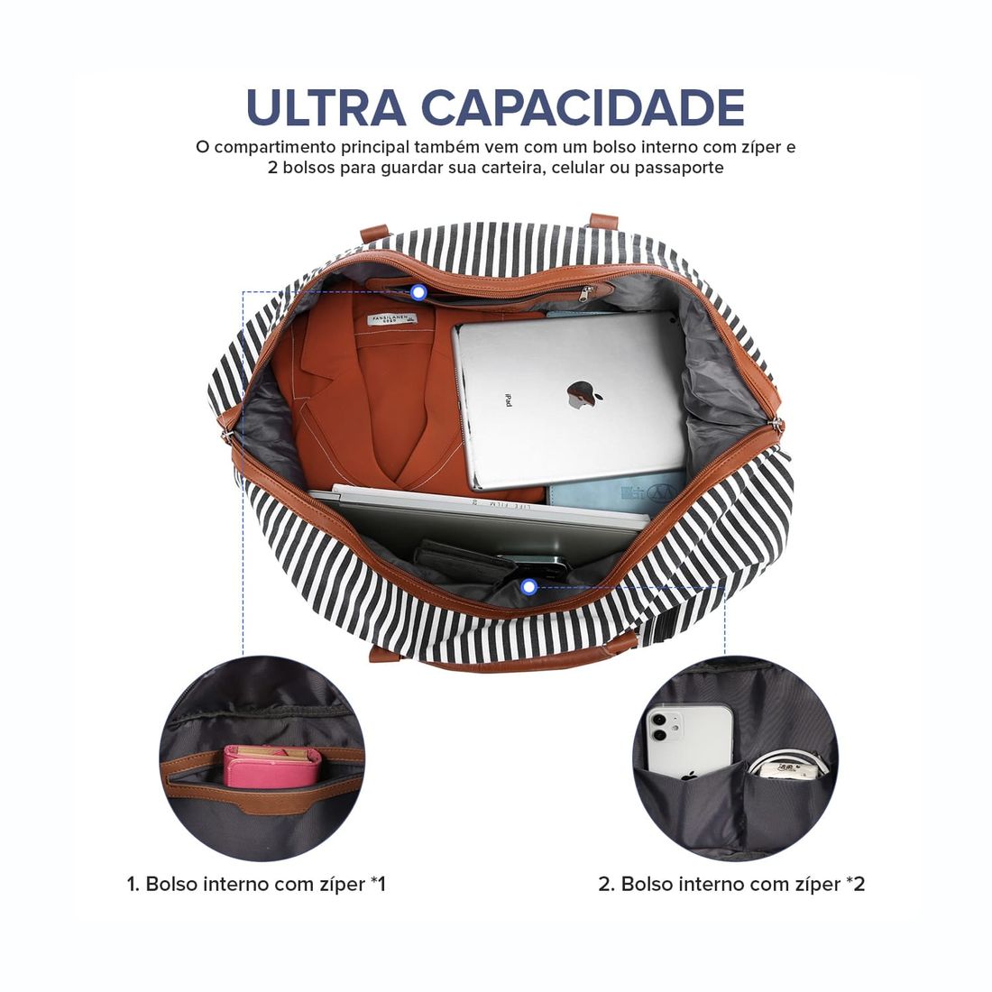 Bolsa de Viagem em Poliéster Horizon Listas