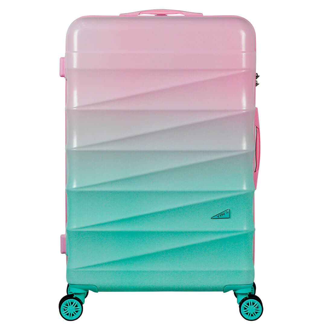 Mala De Viagem Grande 32kg Gradiente Colors Policarbonato Com ABS Rosa com Verde