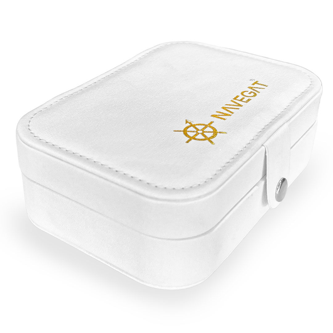 Nécessaire Mini Porta Joias Portátil Estojo com Zíper em Couro Sintético Branco Nécessaire Mini Porta Joias Portátil Estojo com Zíper em Couro Sintético Branco