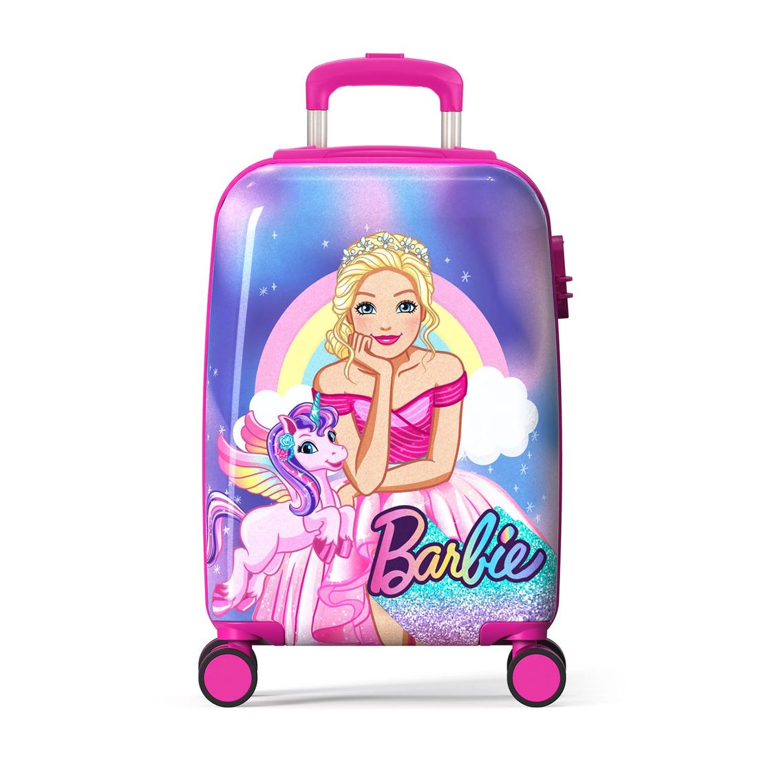 Mala de Viagem Pequena de Bordo Infantil em Policarbonato Barbie Violeta