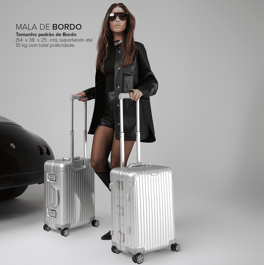 Mala de Viagem Pequena de Bordo 10 kg em Aluminio Dubai Maloa Prata