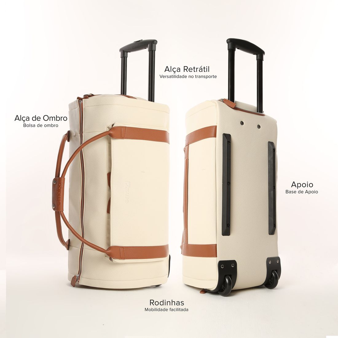 Conjunto  Bolsa de Viagem Executiva Multifuncional 9 em 1 Bege e Maletas Porta Vinho para Viagem Maloa Conjunto  Bolsa de Viagem Executiva Multifuncional 9 em 1 Bege e Maletas Porta Vinho para Viagem Maloa