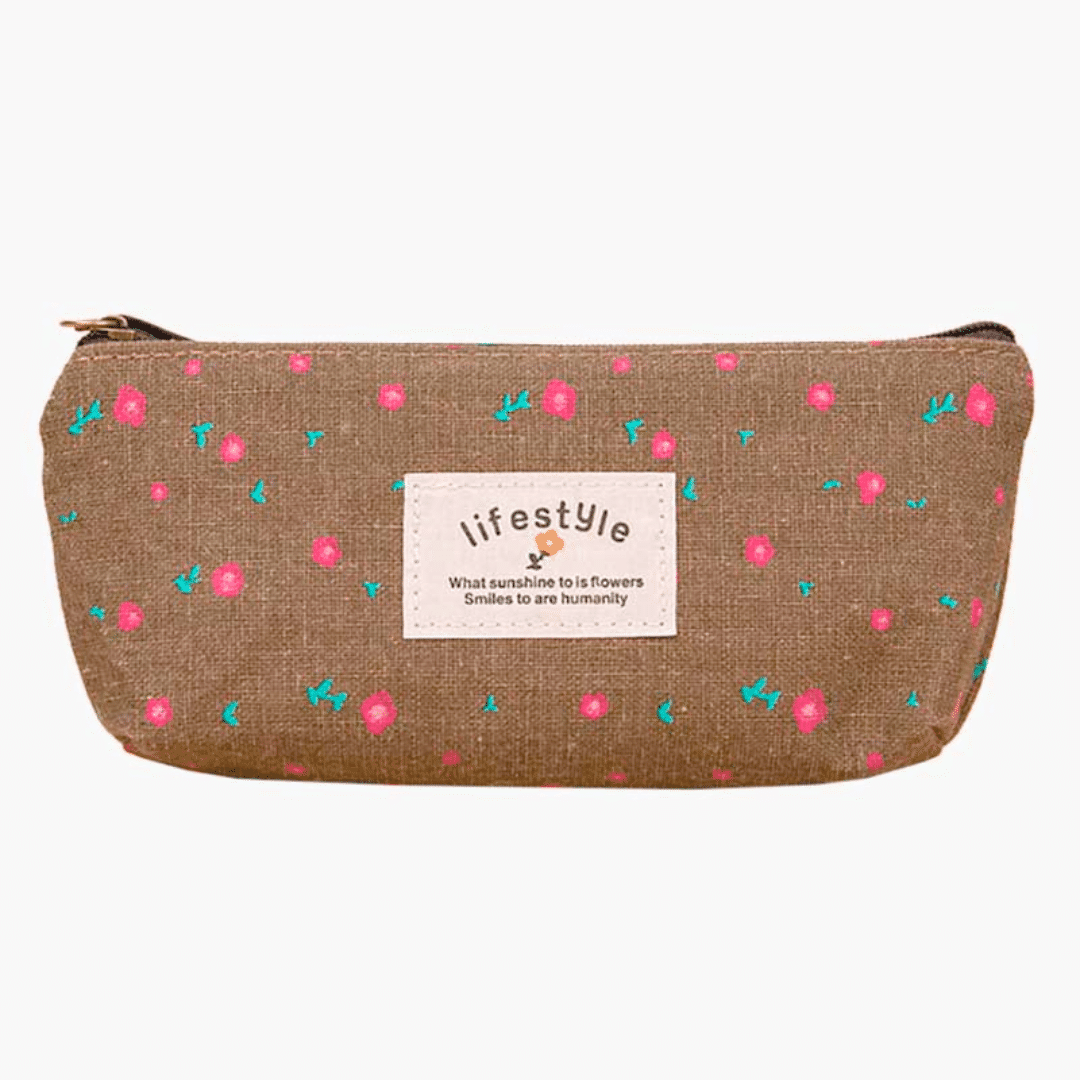 Estojo Estampado Floral Vintage Marrom Estojo Estampado Floral Vintage Marrom