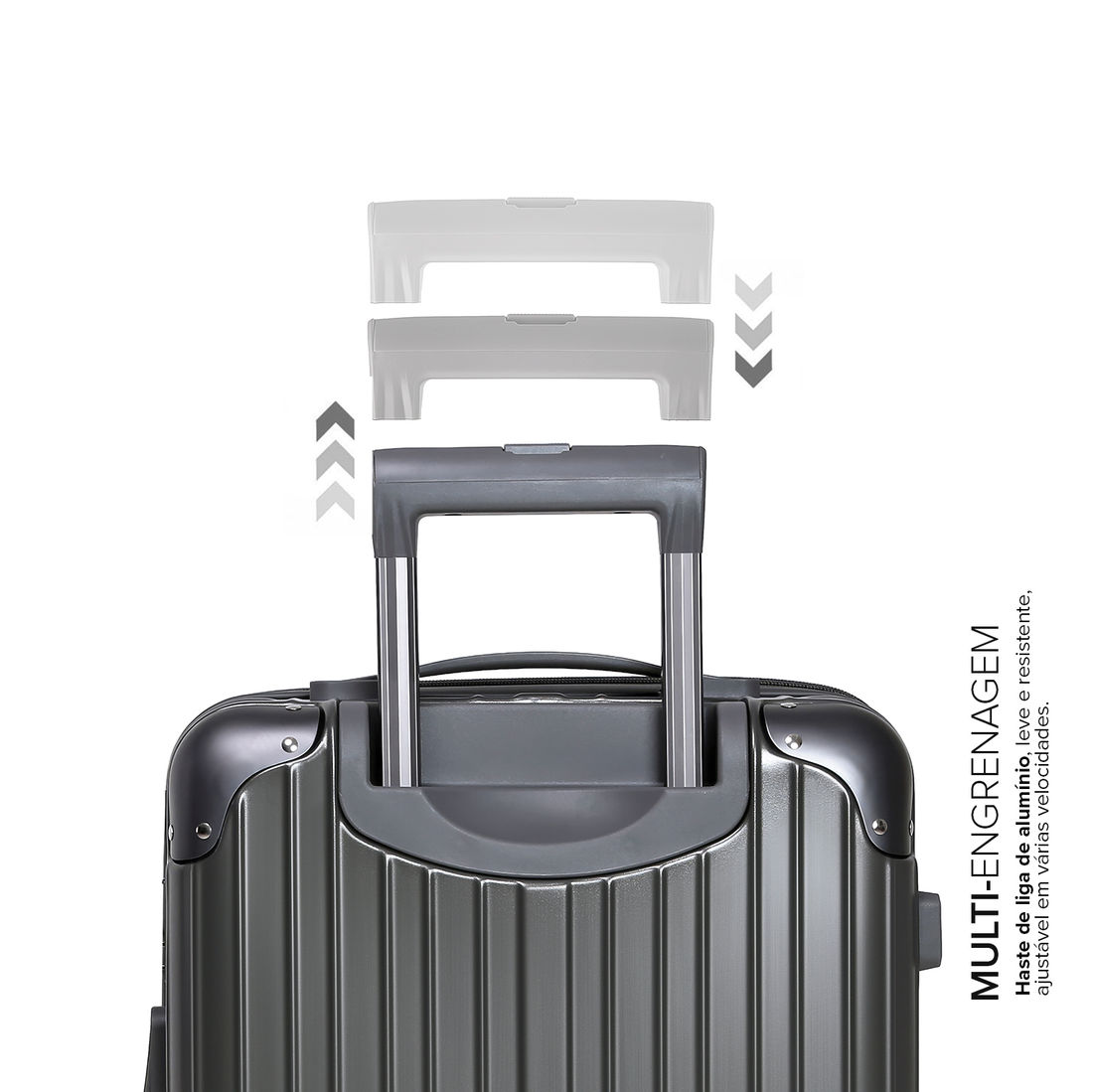 Mala de Viagem Pequena de Bordo 10kg ABS Policarbonato com Expansor Brasil Maloa Chumbo