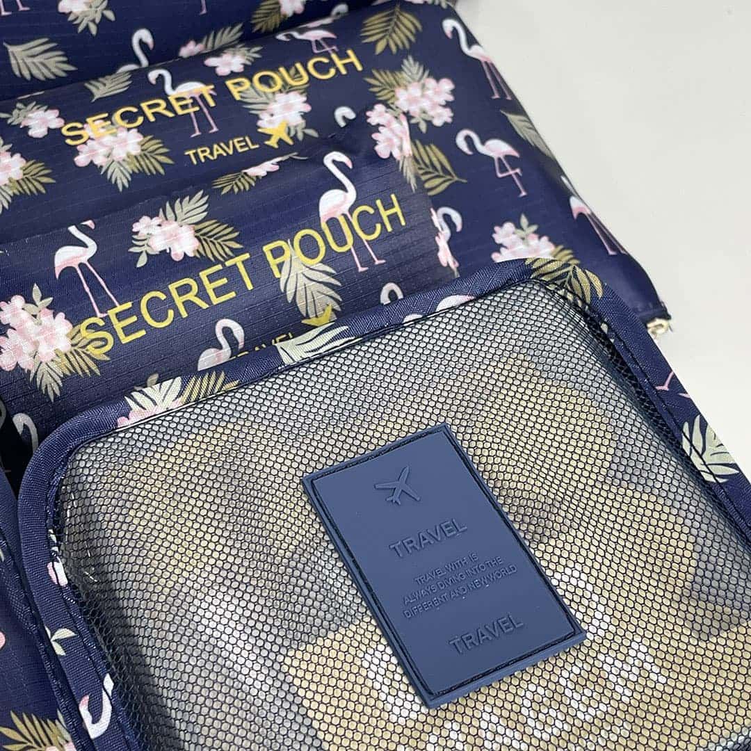 Kit Organizador De Mala 6 Peças Flamingo Azul Kit Organizador De Mala 6 Peças Flamingo Azul