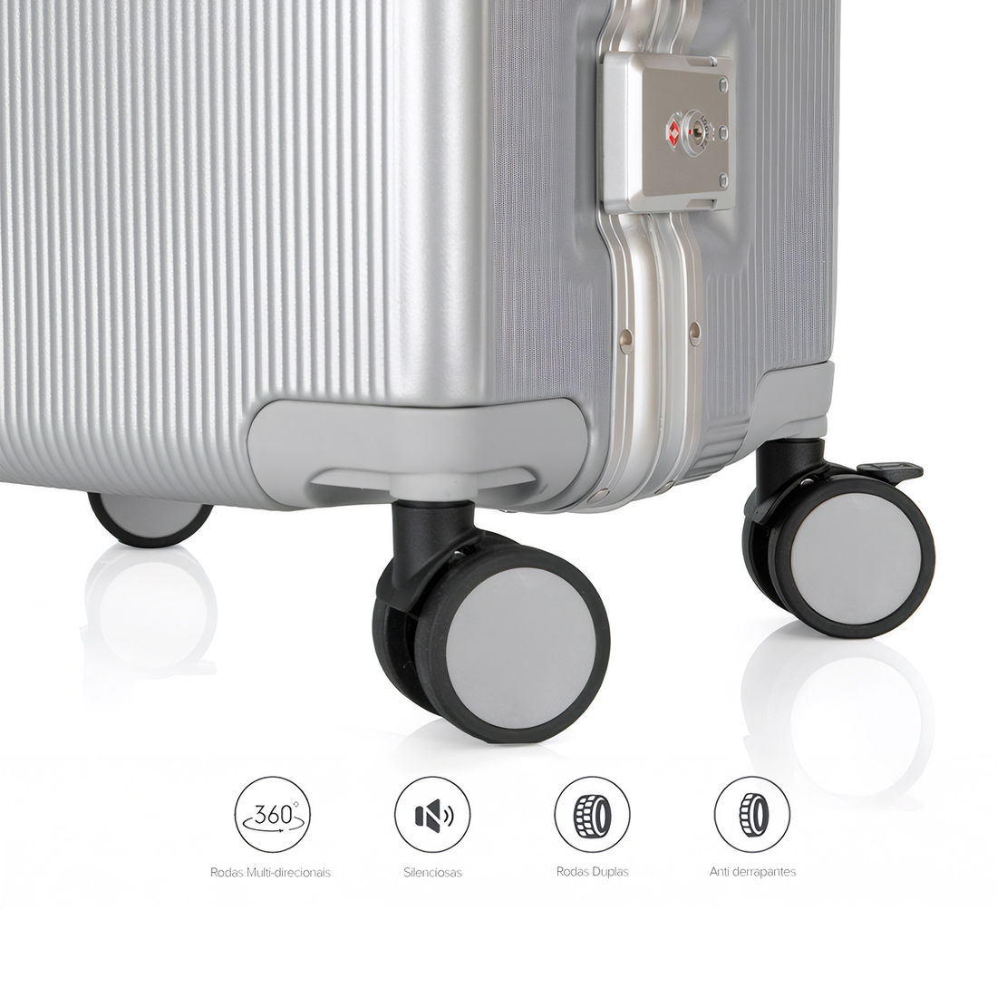 Mala de Viagem Pequena de Bordo 10 kg em Policarbonato Tóquio Maloa Prata