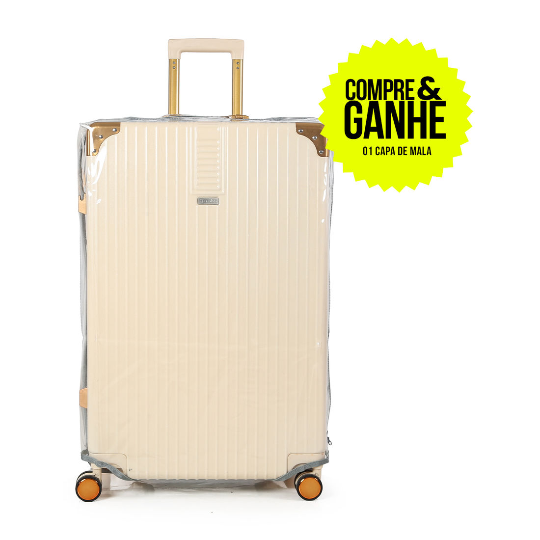 Compre Mala de Viagem Toronto Grande 32kg Bege e Ganhe 1 Capa Transparente