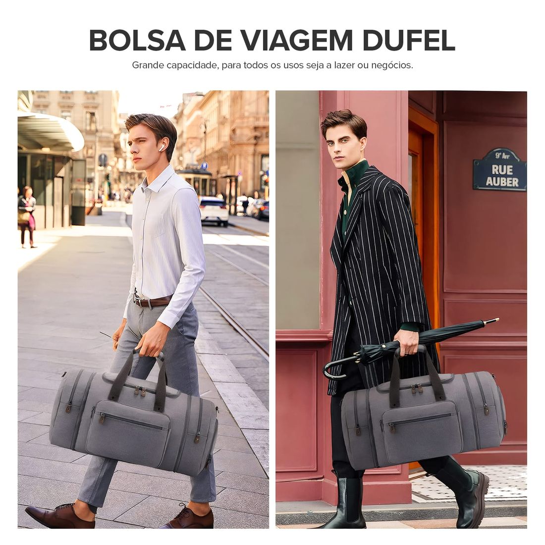 Bolsa de Viagem com Expansor Canvas Duffel Bags Cinza Bolsa de Viagem com Expansor Canvas Duffel Bags Cinza
