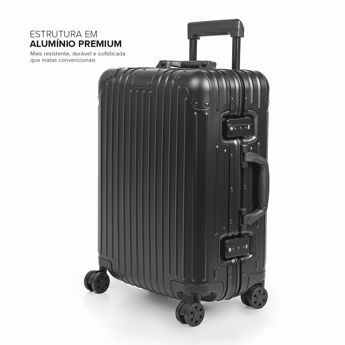 Mala de Viagem Pequena de Bordo 10 kg em Aluminio Dubai Maloa Preto