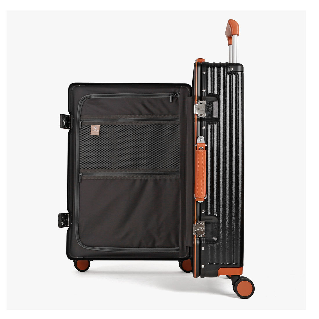 Kit  Malas de Bordo 10kg Vienna Marrom e Capri Preto em Policarbonato com Tags de Identificação Premium