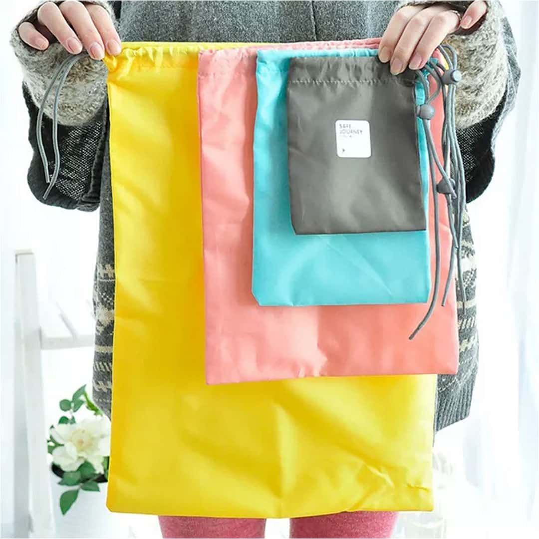 Kit Sacos Organizadores 4 Pecas Color Amarelo Kit Sacos Organizadores 4 Pecas Color Amarelo