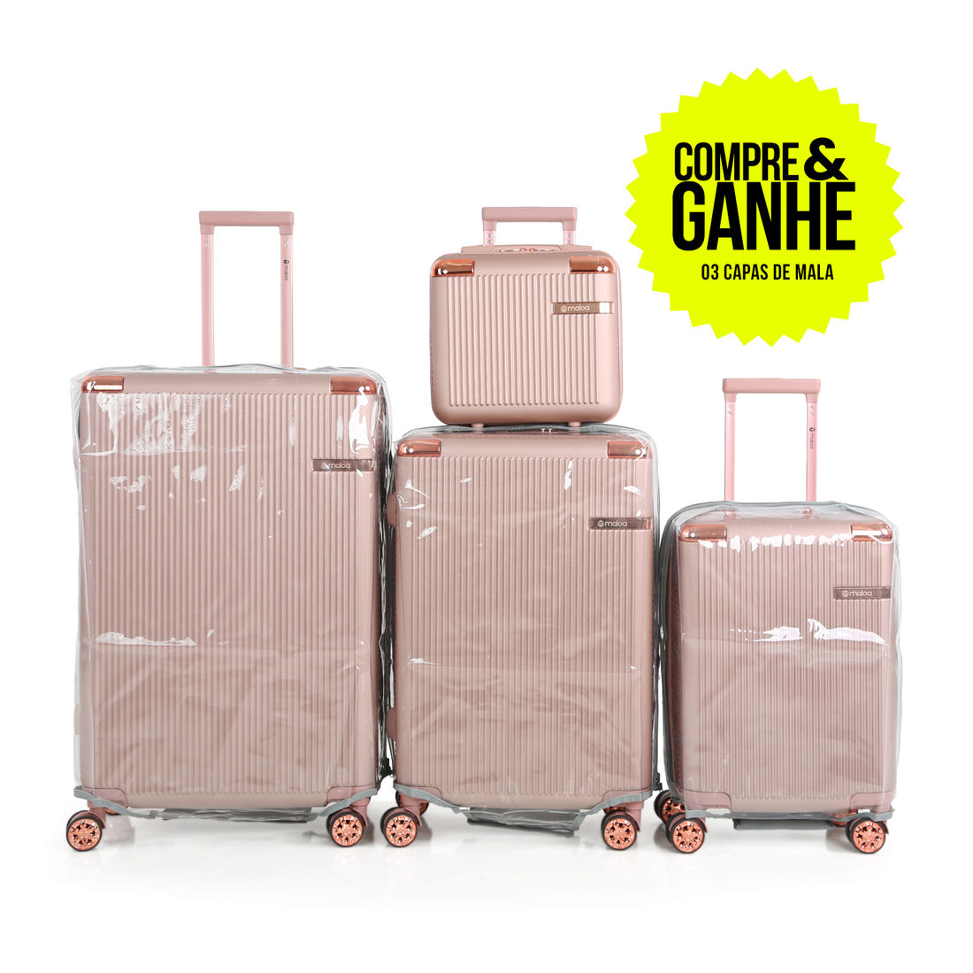 Compre Kit de Malas de Viagem 3 Peças e Frasqueira Croácia Rose e Leve 3 Capas Transparentes Cinza Compre Kit de Malas de Viagem 3 Peças e Frasqueira Croácia Rose e Leve 3 Capas Transparentes Cinza