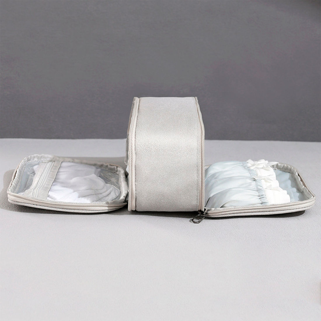 Organizador Porta Lingerie com 2 Compartimentos em Poliéster Azul