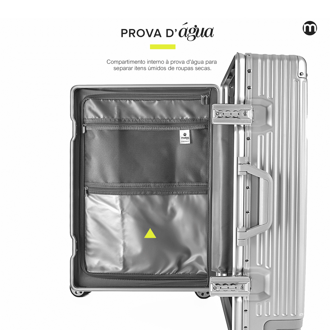 Mala de Viagem Média 23kg Policarbonato ABS Noruega Maloa Prata