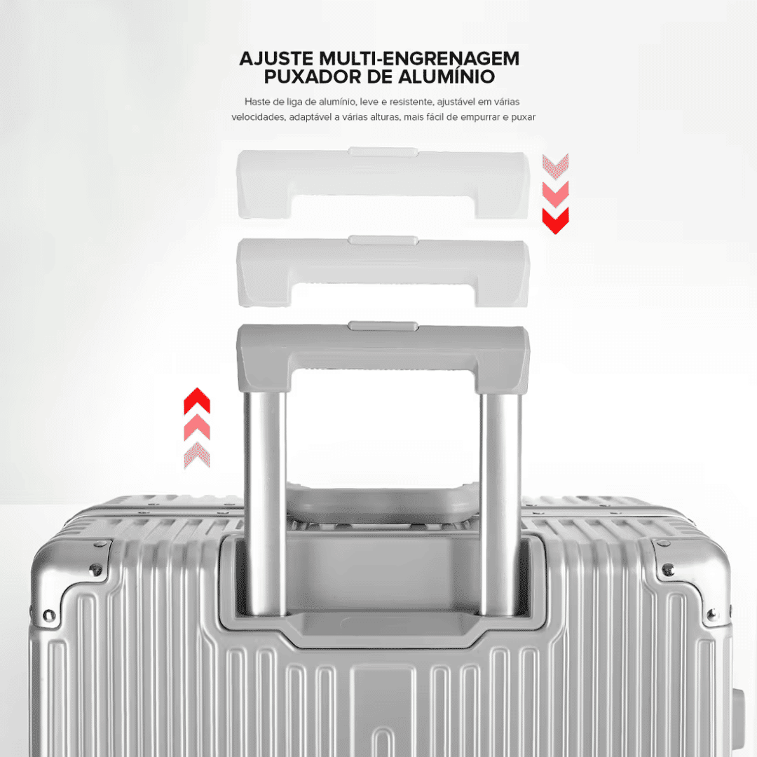 Mala de Viagem Grande 32kg Policarbonato ABS Noruega Maloa Prata Mala de Viagem Grande 32kg Policarbonato ABS Noruega Maloa Prata