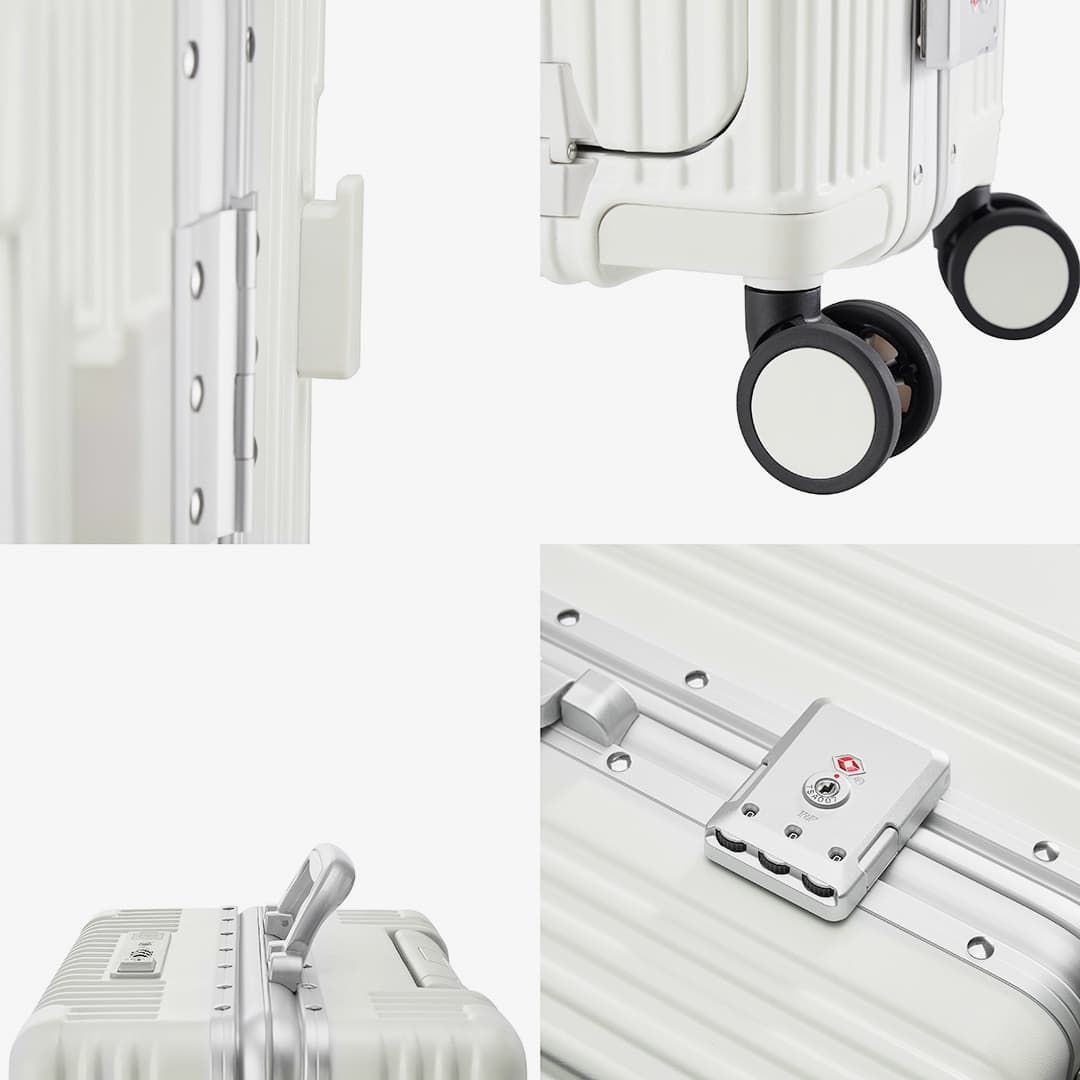 Kit de Mala Pequena de Bordo 10 kg Suécia Branco, Frasqueira Bali, Organizador Porta Sapato e Kit Frascos 7 Pcs Cinza