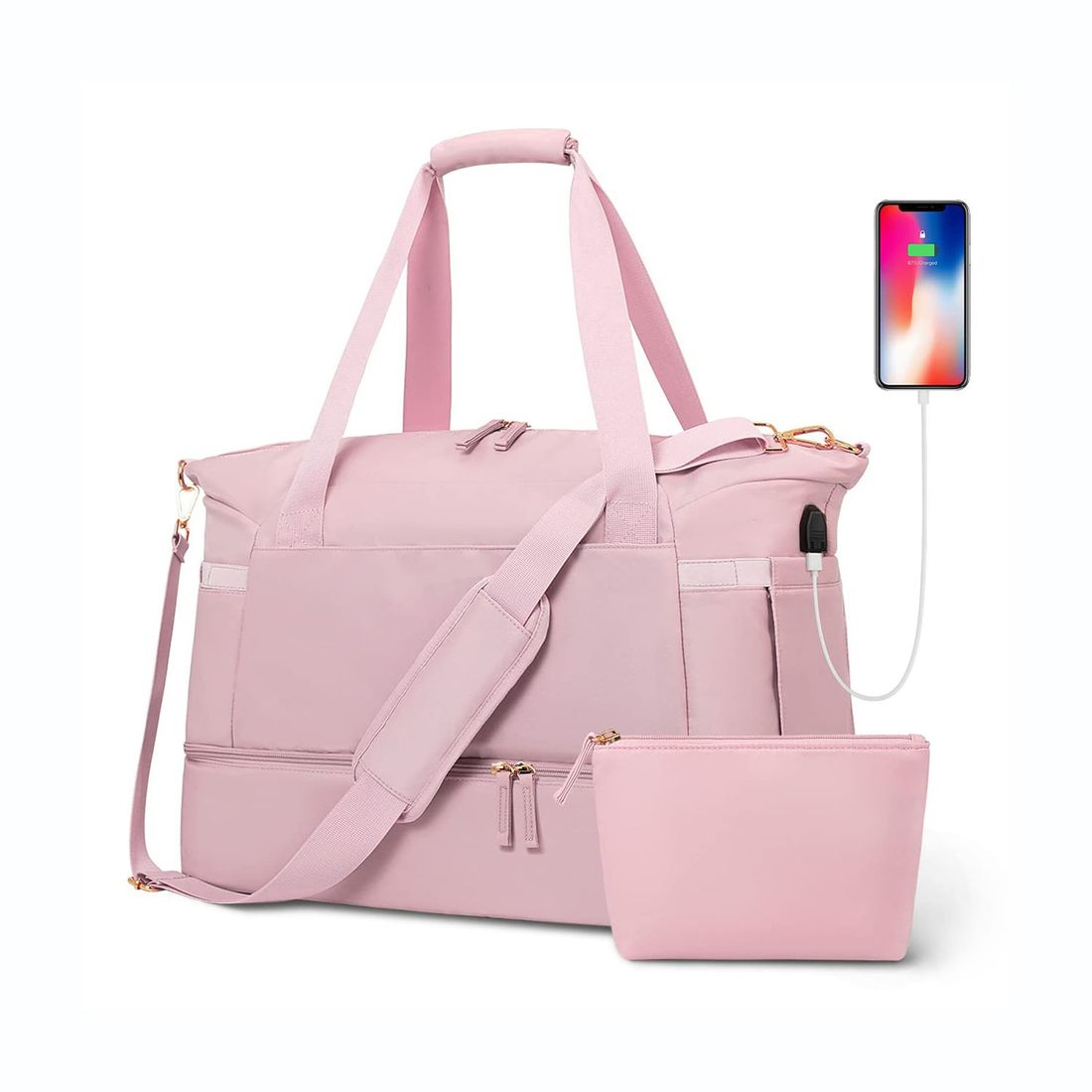 Kit Completo Brasil Branco, Kit Frasco 7 Pecas, Bolsa Journey e Kit Organizador Laundry Rosa