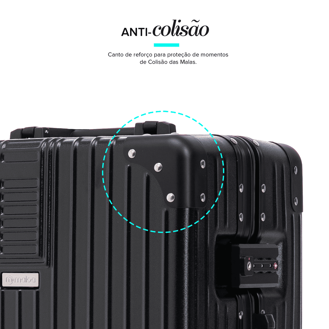 Mala de Viagem Media 23 kg ABS Policarbonato Toronto Maloa Preto