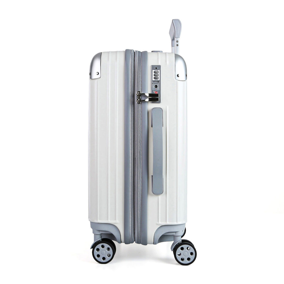 Kit Mala de Bordo 10kg e 23kg  Brasil Maloa Branco PC e ABS com 2 Kits Organizadores Travel To Live Cinza