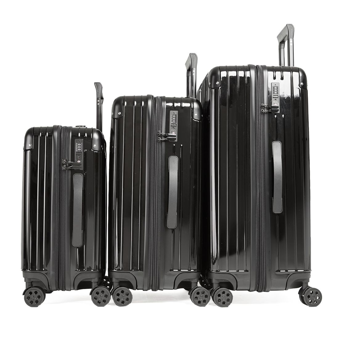 Kit de Viagem com 3 Peças ABS Policarbonato com Expansor Brasil Maloa Preto Kit de Viagem com 3 Peças ABS Policarbonato com Expansor Brasil Maloa Preto