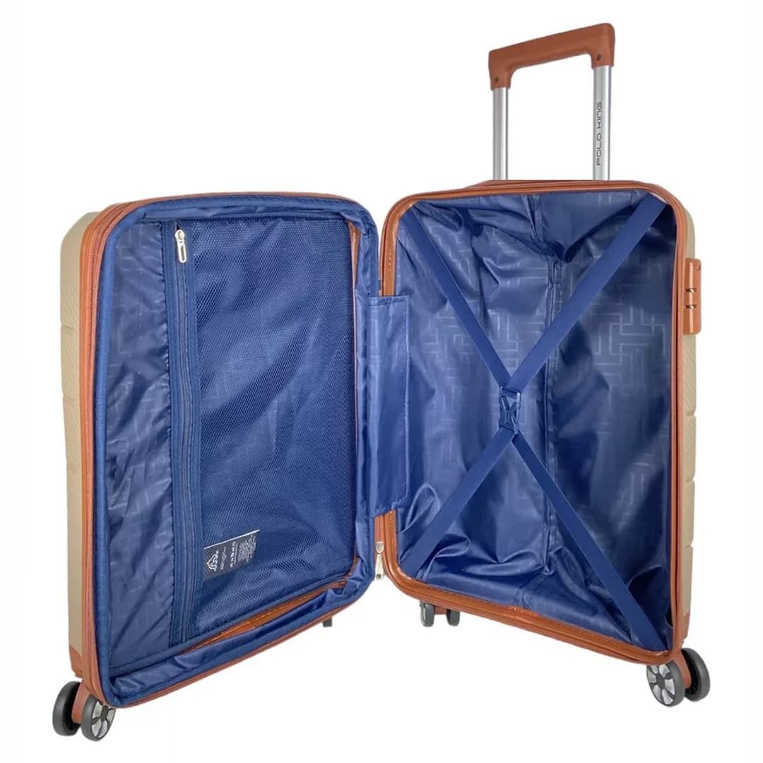 Mala de Viagem Pequena de Bordo Polipropileno Provença Champanhe Mala de Viagem Pequena de Bordo Polipropileno Provença Champanhe