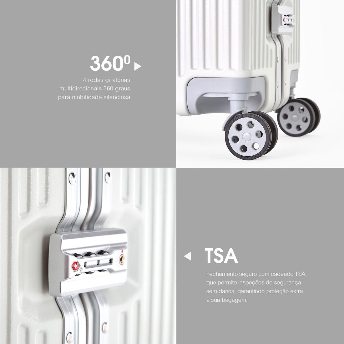 Kit de Malas com 3 Peças Noruega Branco e 1 Capa M de Mala Maloa Preto e 1 Capa G Viajar Faz Bem Kit de Malas com 3 Peças Noruega Branco e 1 Capa M de Mala Maloa Preto e 1 Capa G Viajar Faz Bem