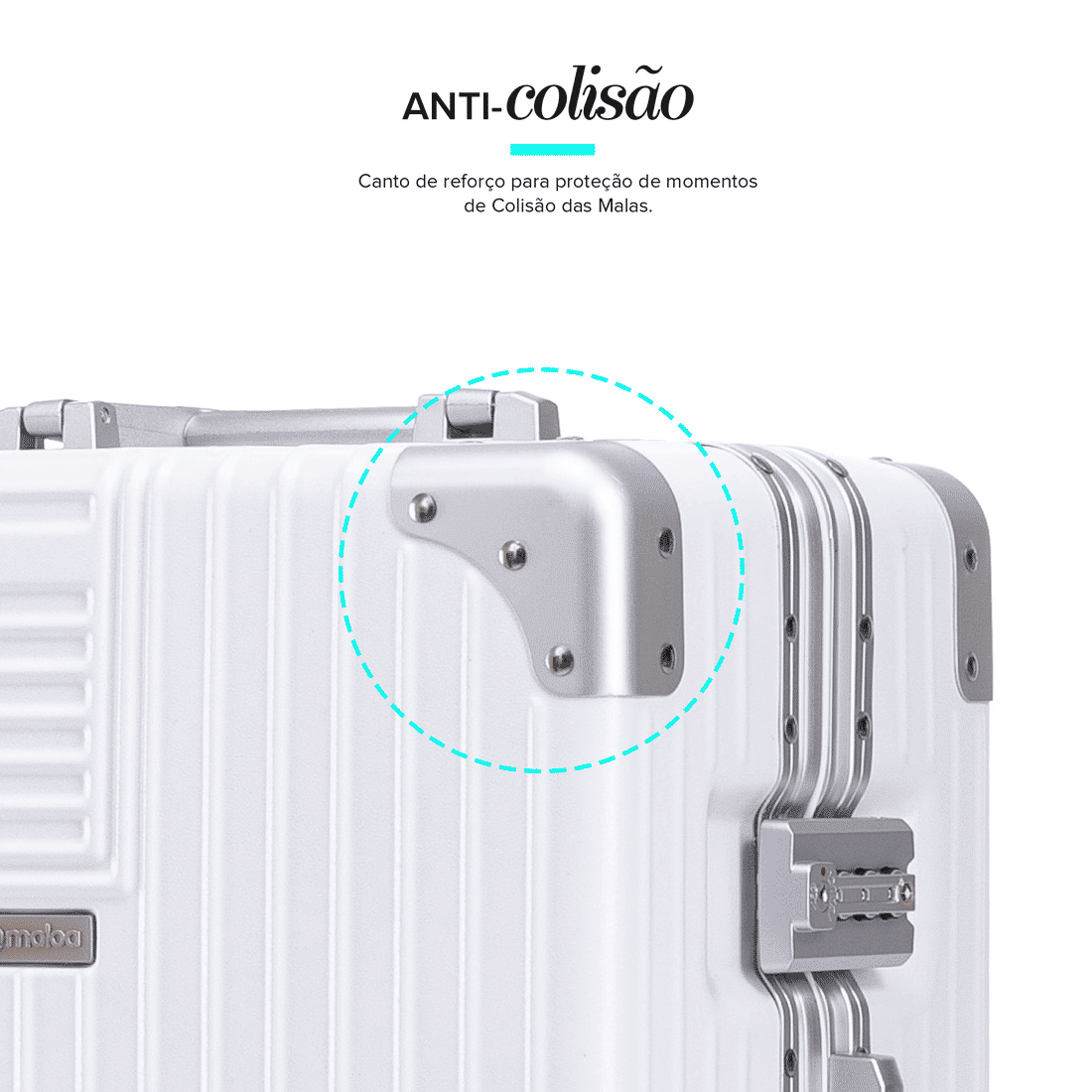 Mala de Viagem Media 23 kg ABS Policarbonato Toronto Maloa Branco