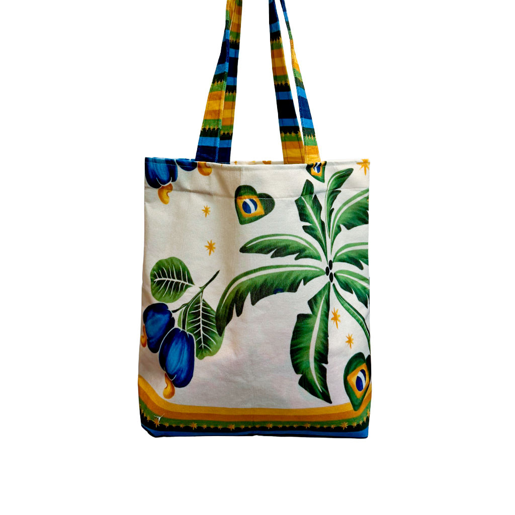 Bolsa Rosinha Estampada Motivos Tropicais Brasil
