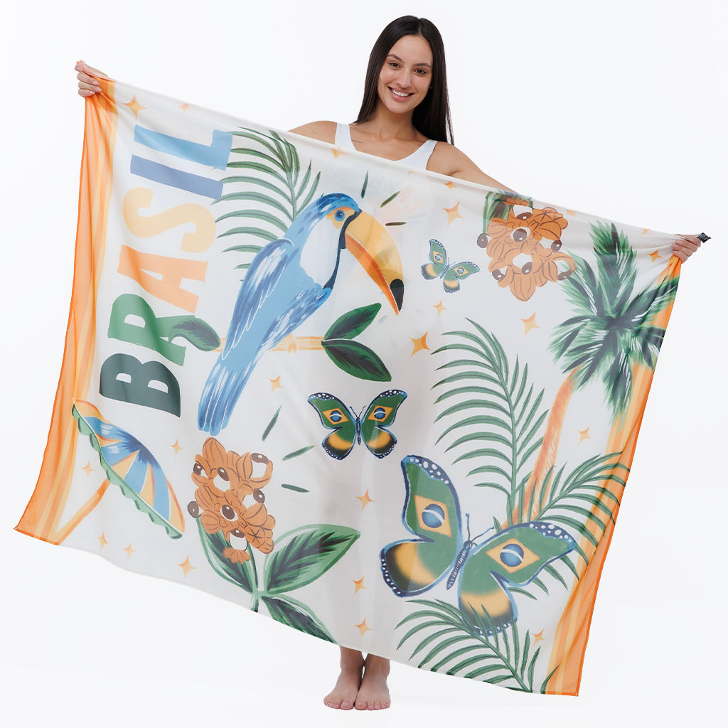 Canga Estampada Elementos Brasil Aquarela