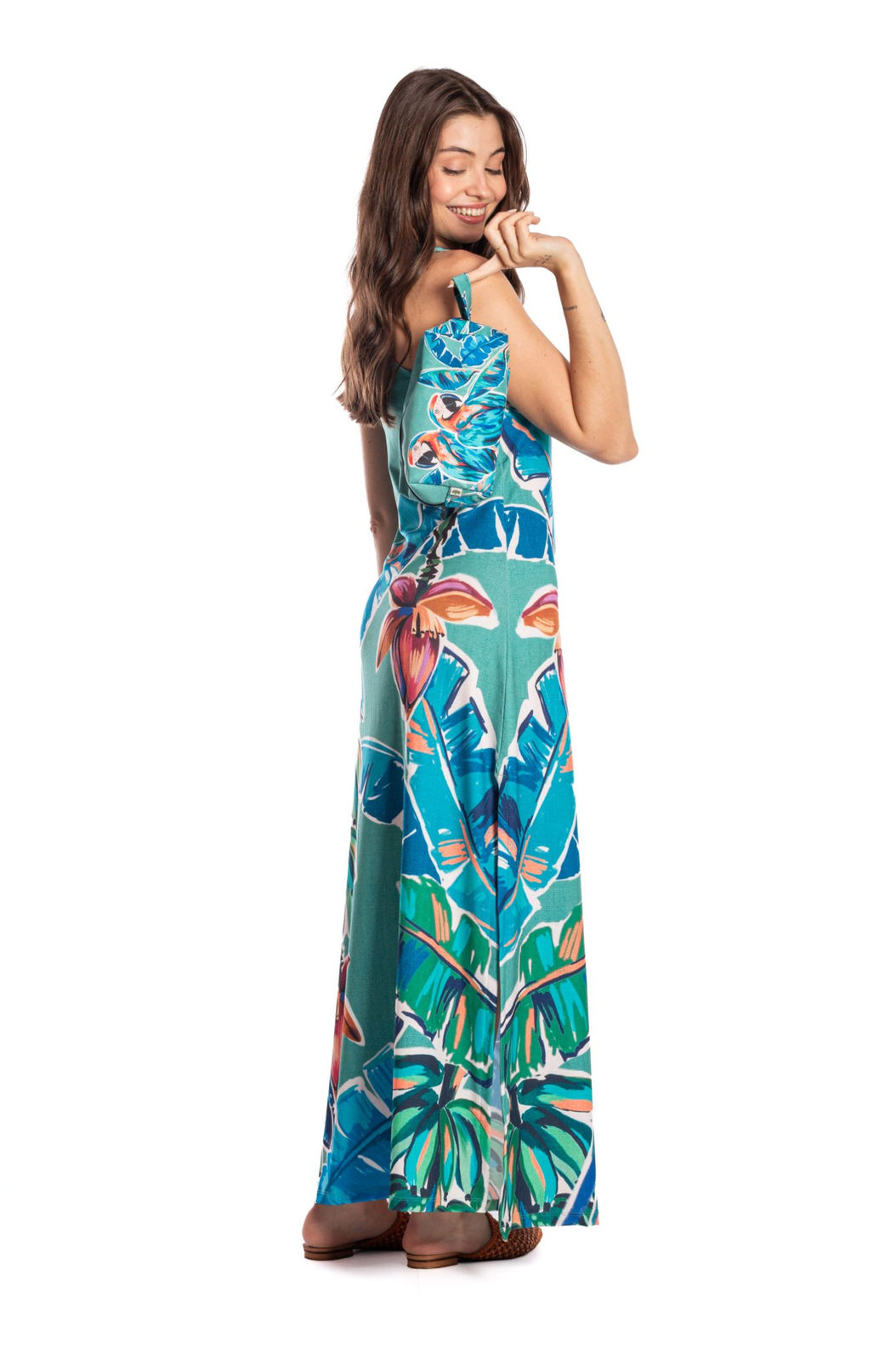 Vestido Feminino Hortência Estampado Canindé Bananas e Lírio