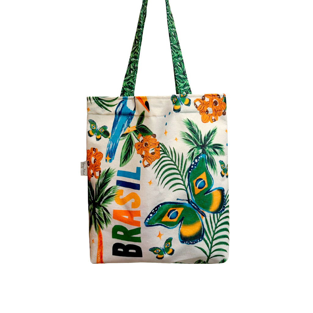 Bolsa Rosinha Estampada Elementos Brasil Aquarela