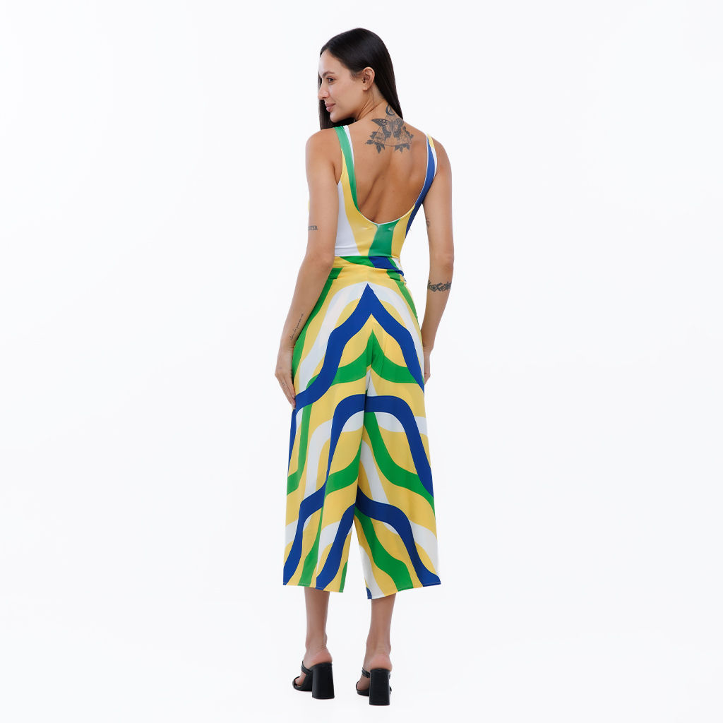 Calça Feminina Transpassada Estampada Arara Brasil Cores