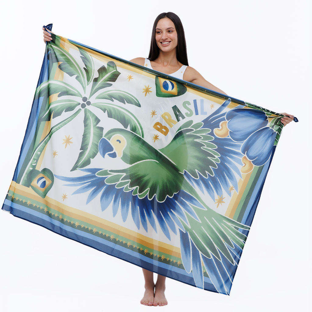 Canga Estampada Motivos Tropicais Brasil